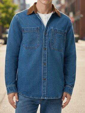 Frye Men’s Denim Barn Shacket XL Medium Wash New With Tags